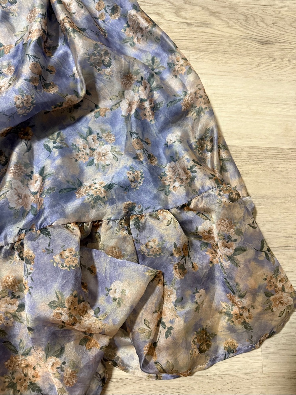Wild Fable Organza Midi Babydoll Dress Blue Floral Vintage Style Women’s Size XS - Picture 6 of 8